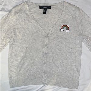 Cute Cardigan w/ buttons & rainbow patch